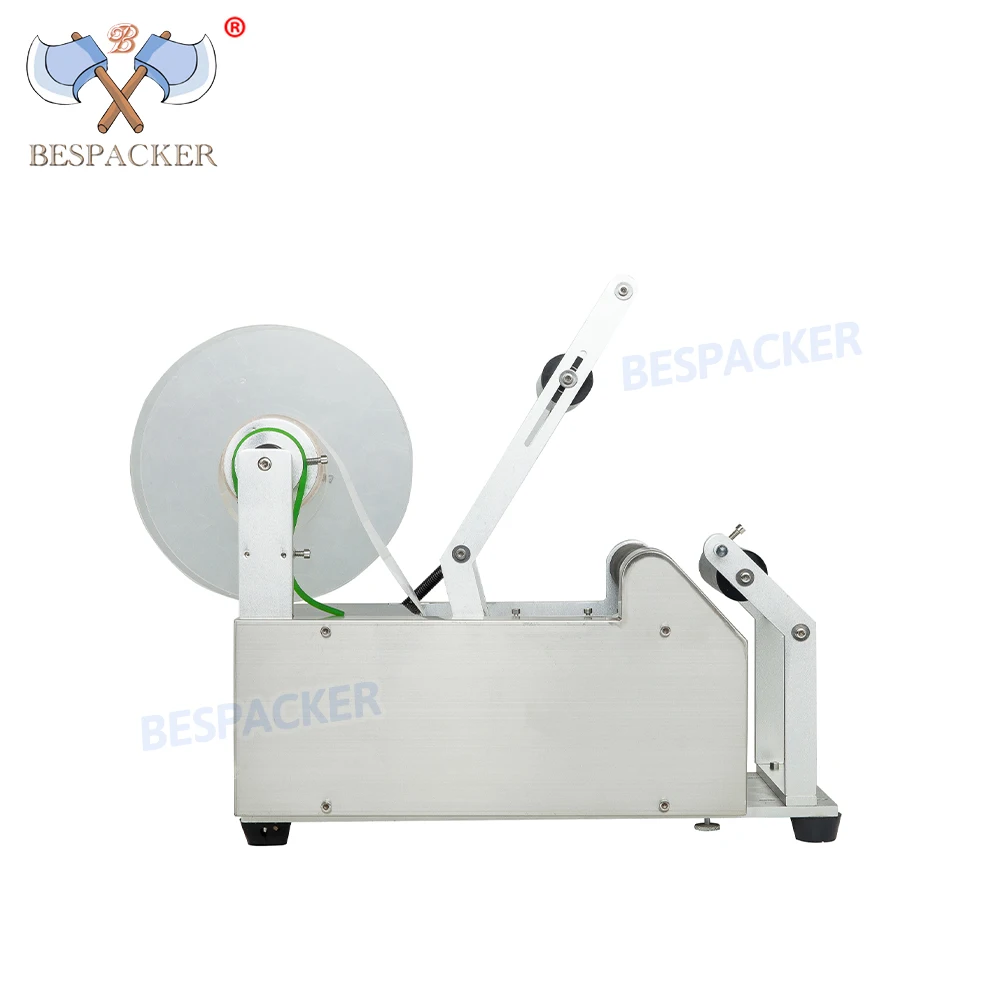 Bespacker XT-50 High Performance Semi-Automatic Desktop Round Plastic Bottle Cans Sticker Labeling Printing Machine