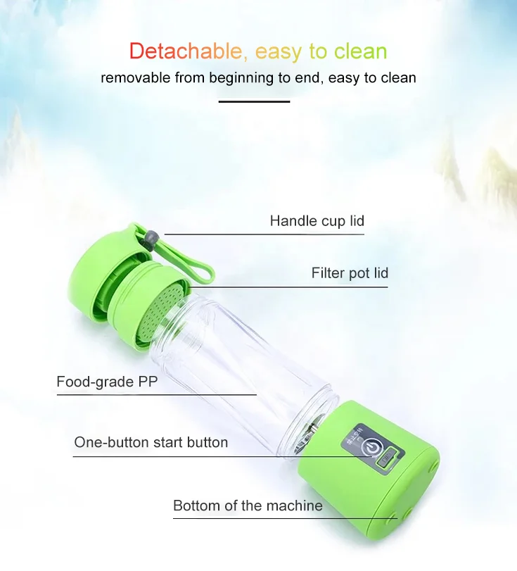 Персональная кухонная машина, портативная мини-USB перезаряжаемая соковыжималка для фруктов, бутылка, портативная электрическая соковыжималка, миксер, блендер