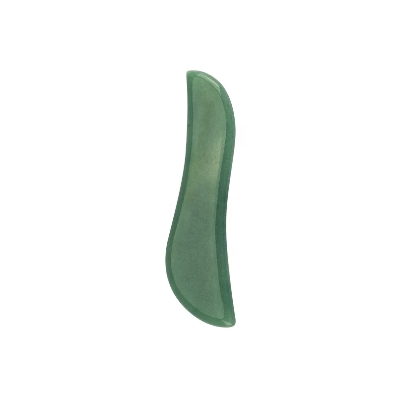 Private Label Natural Jade Guasha Stone Acupressure Massage Gua Sha Tool for Face Body S-shaped Green Aventurine Gua Sha
