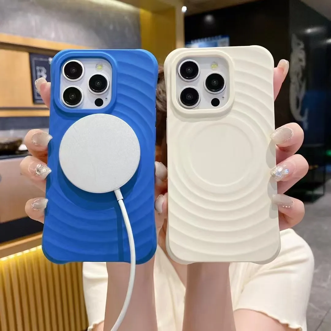 BAILI factory High quality full package silicone rippling solid color skin magnetic corrugated phone protect case for Iphone 12