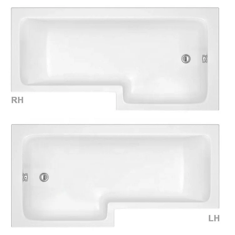 L Shaped Gloss White Acrylic Shower Screen Bath Tub