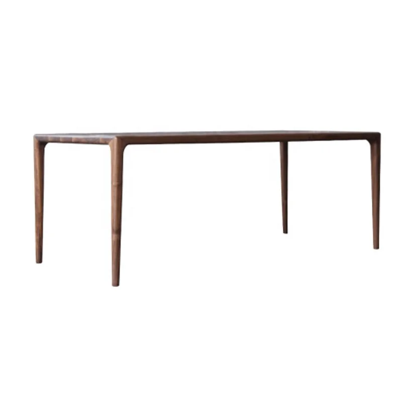 Modern Simple Design American Walnut Color Rectamgle Solid Wood Dinning Table Set 6 Seater