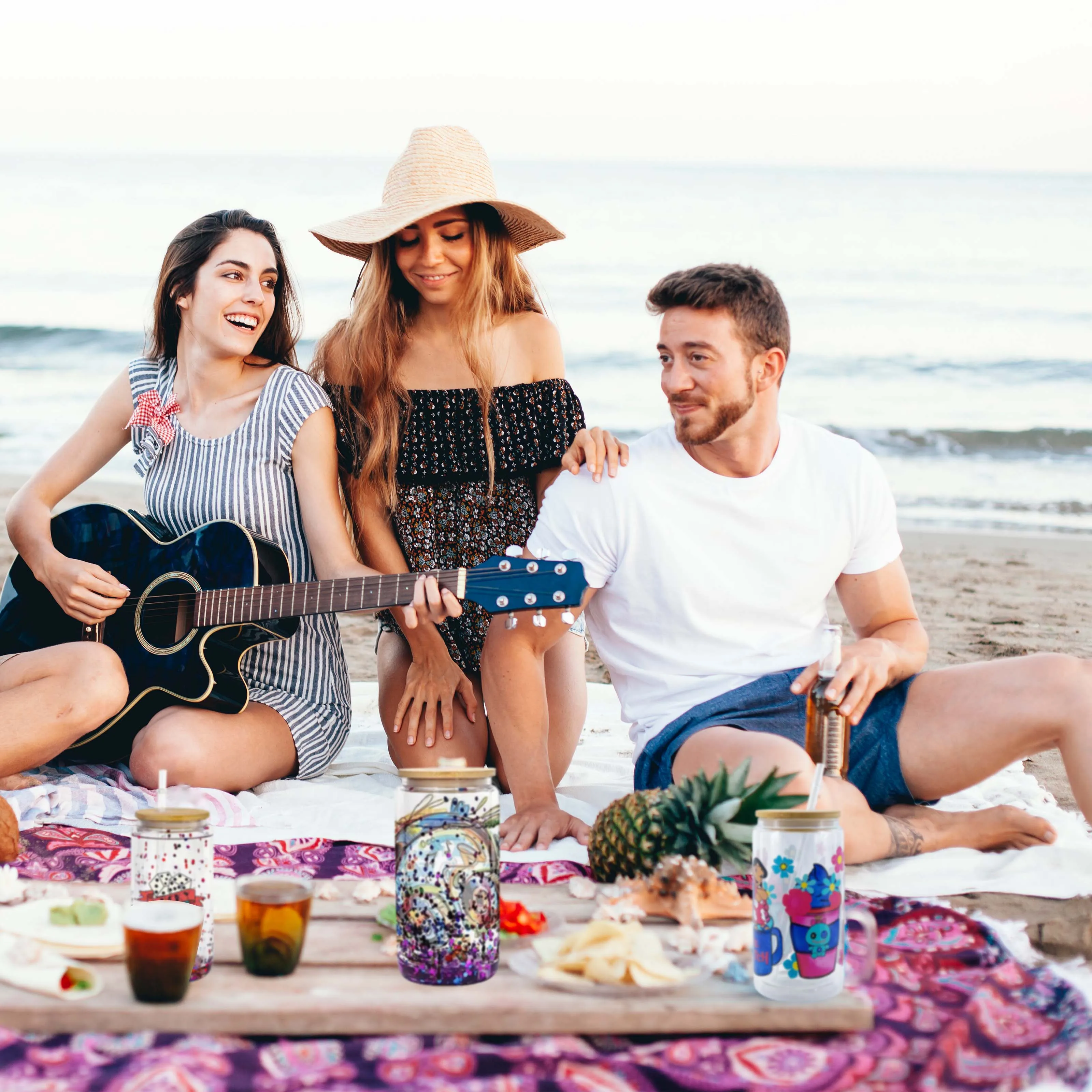 2024 Wholesale 16oz Glassware Tea Coffee Libby Beer Can Shaped Double Wall Sublimation Glass Can Cup with Bamboo Lid and Straw