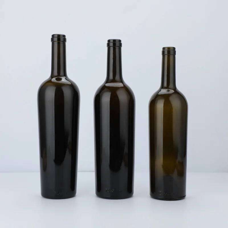 2023 Factory Wholesale 750ml Clear Empty Burgundy Shape Glass Wine Bottle Red Wine Bottle