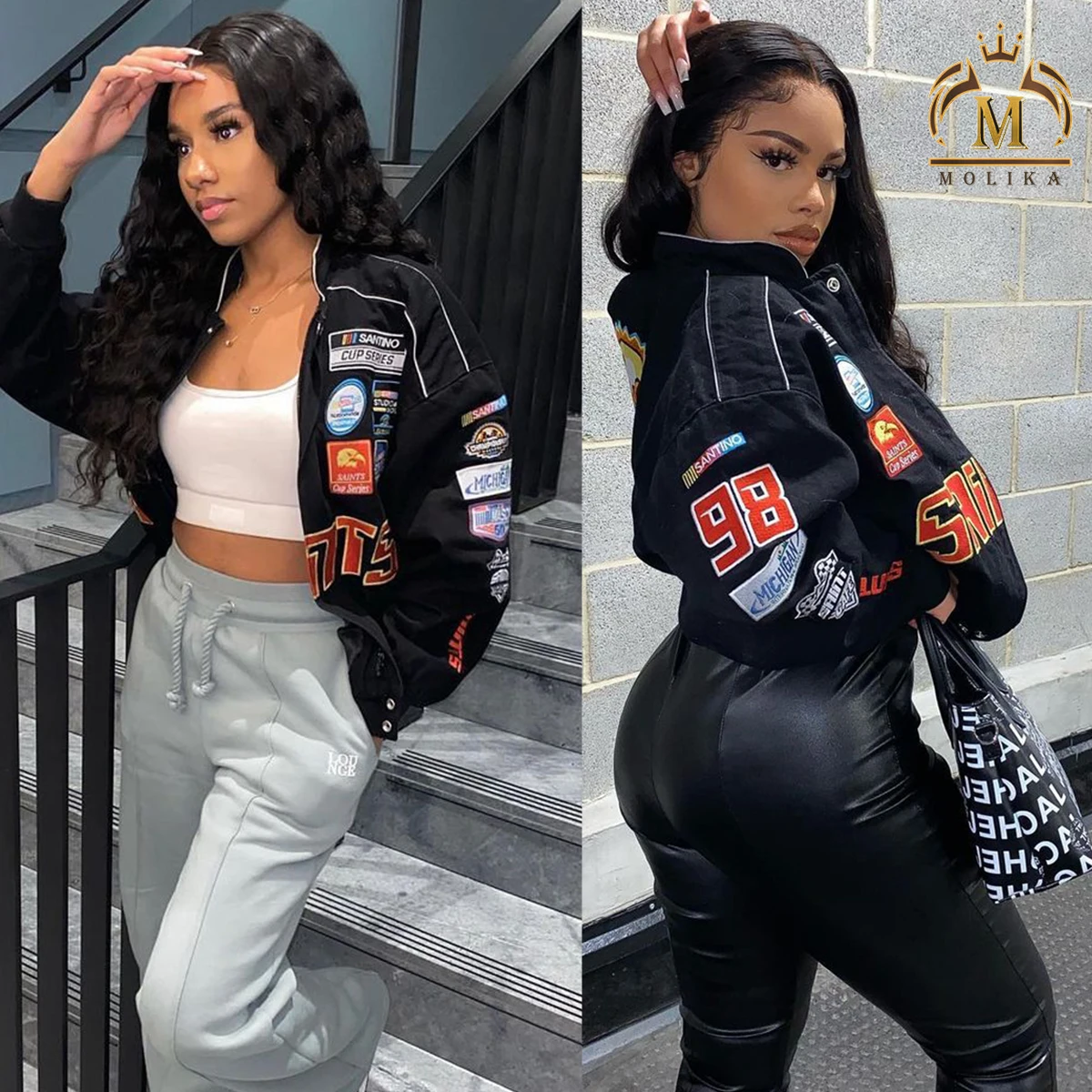 Trendy Fall Winter Casual Women Jacket Coat Black  Active Gym Sport Wear Baseball Bomber Jacket For Women