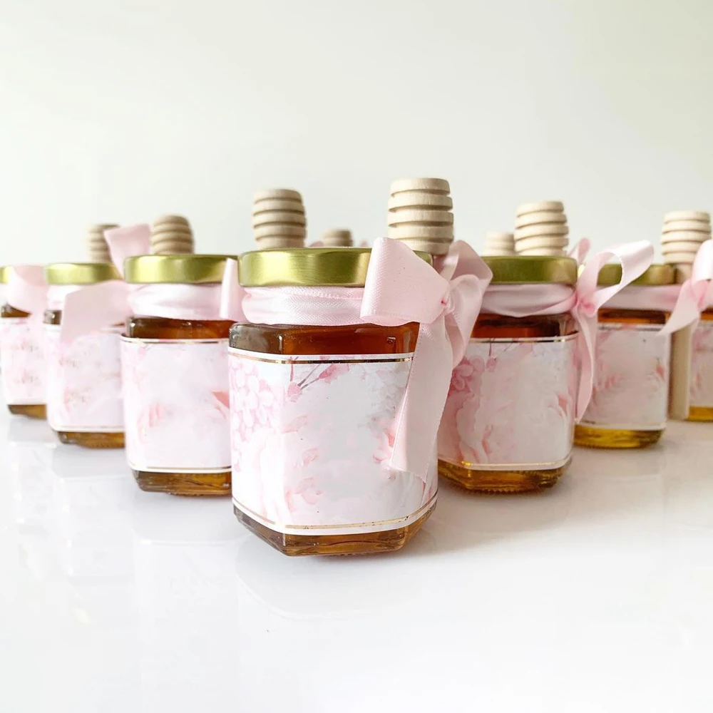 Multifunction Storage Clear 280Ml 380Ml 500Ml Sealed Hexagonal Honey Jar Glass Honey 500Ml With Gold Tin Lids