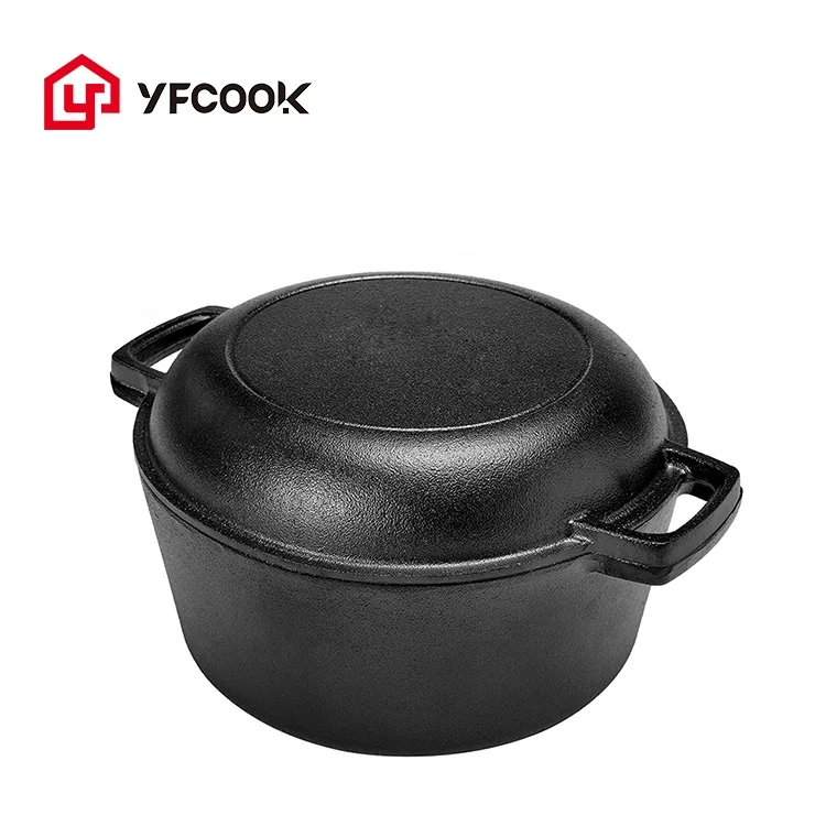 Preseasoned 5 кварта глубокая сковорода 10 дюймов сковородка для жарки преобразующее напряжение в соответствии с крышкой голландская печь гриль плита и
