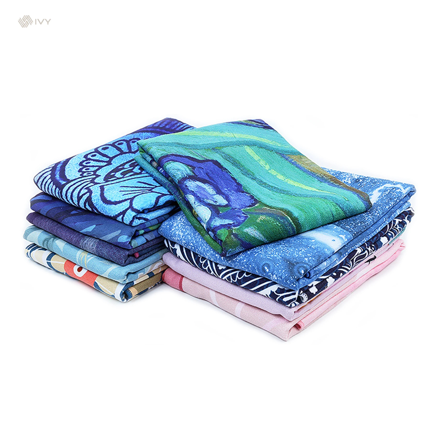 Wuxi Ivy Textile Portable Absorbent Wholesale Hot Yoga Long Towel Grippy Thick Non Slip Yoga Mat Towel with Grip Eco-Friendly