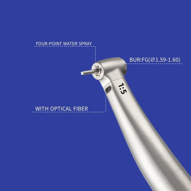 Factory Price 1:5 Low Speed Dental Instruments Steel Handpiece With Turbine Power Source Contra Angle Handpiece