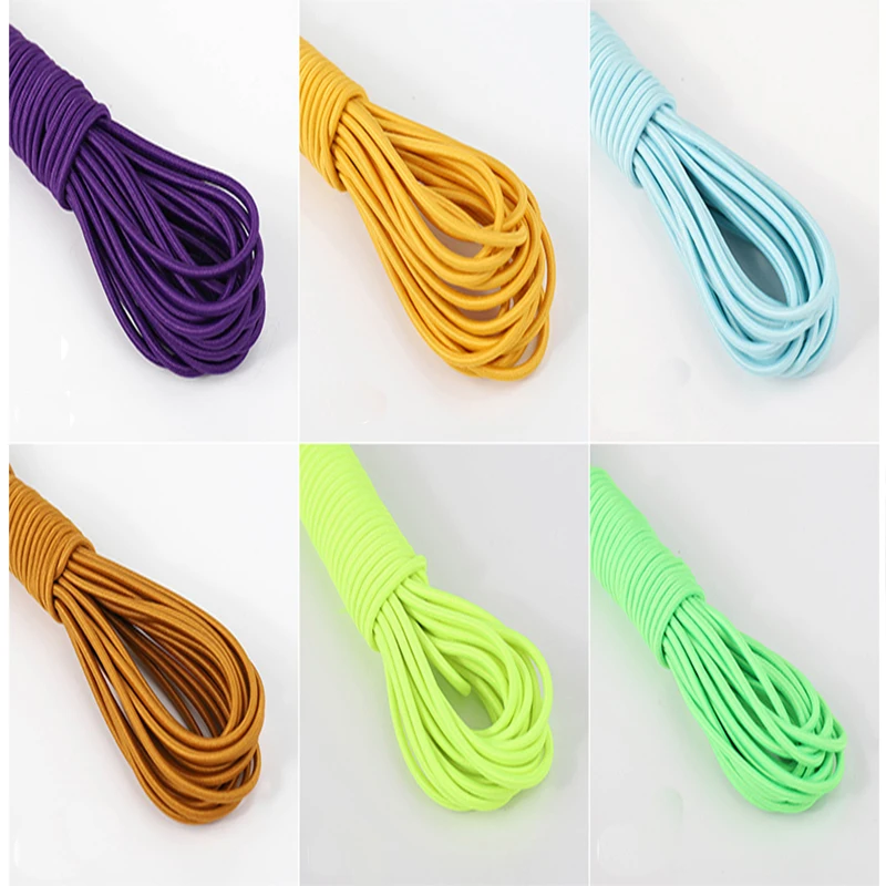 Factory Wholesale1mm 1.5mm 2mm 3mm color Polyester/ nylon  Round rubber elastic bungee cord string braided elastic  ccord