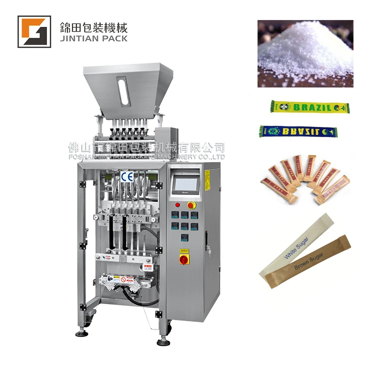 CE multi-lanes 1-10g grains packaging vertical packing machine for sugar salt granule with Back seal bag