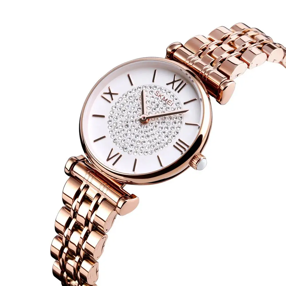 SKMEI 1533 Fashion Women Diamond Dial Stainless Steel Quartz Analog Watch