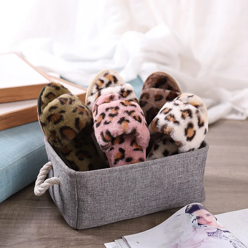 2020 New Autumn Winter Fashion Leopard Print Flip-flop Cotton Slippers Women Non-slip Warm Thick Soles Household Slippers