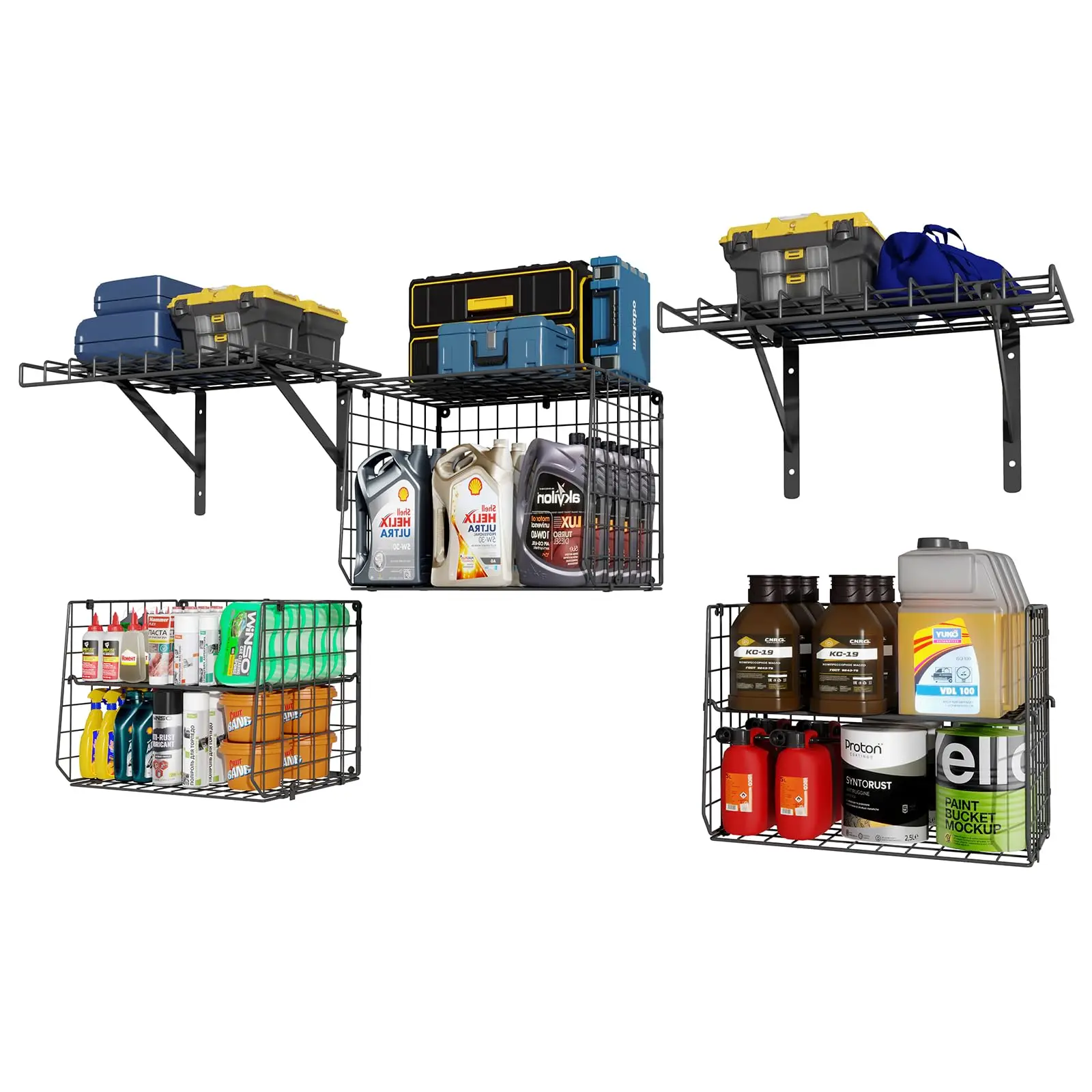 Hot sale Wall Mounted Garage Shelving Wire Shelving Basket Tool Organizer Home Garden Garage Organization Storage racks