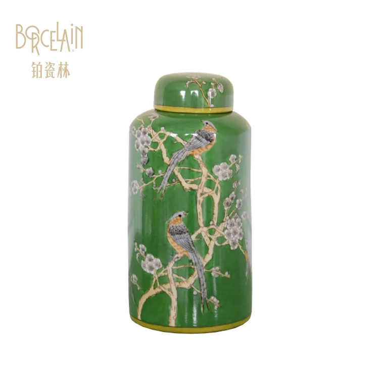 Chinese green pattern ceramic porcelain vase