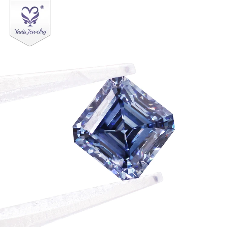 Yadis Gems Custom Lab Grown Diamond 1.018 Carat Asscher Cut Blue HPHT Created Diamond