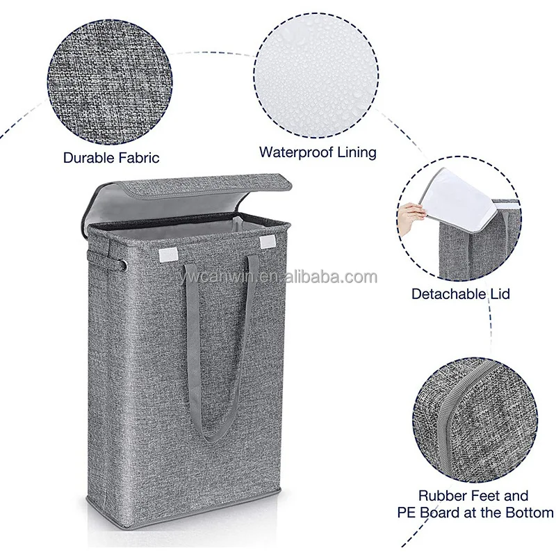 Laundry Hamper with Lid Tall Collapsible Laundry Basket Clothes Hamper Bag Printing Used Clothing Canvas Poly Bag Single Round