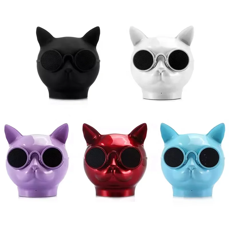 New Latest Creative Waterproof Household Cartoon Cool Cat Head Speaker Wireless Mini Portable Stereo Rgb Lighting Bt Speaker
