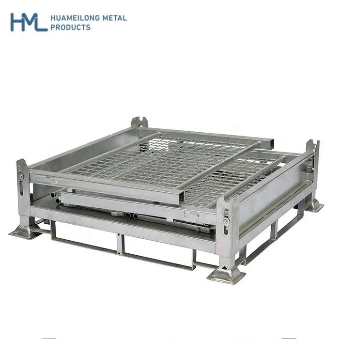 Collapsible and stackable steel folding wire storage metal heavy duty Australia bin pallet with forklift