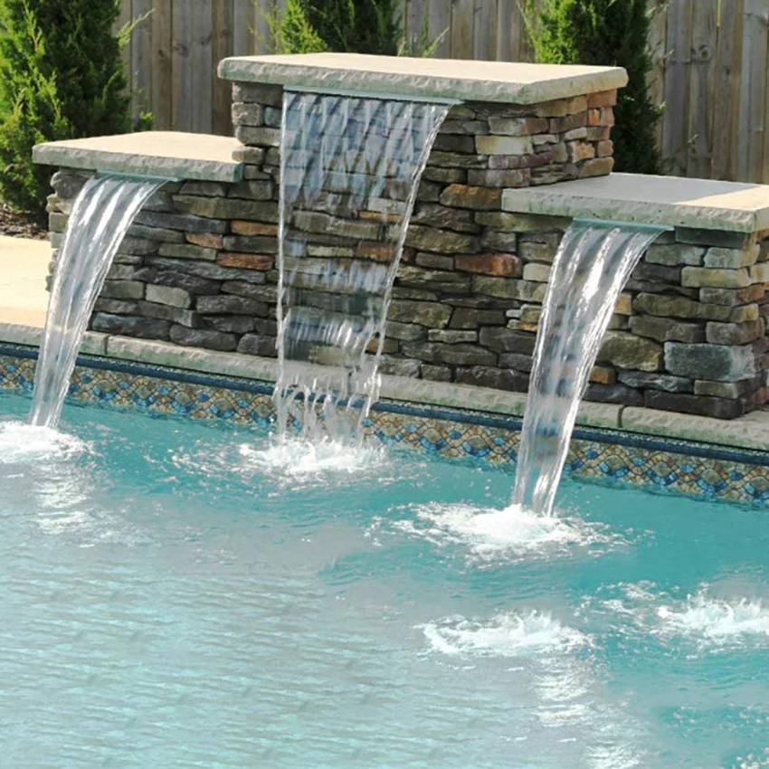 factory price underwater acrylic material surface mounted swimming pool rgb multicolor changing led light waterfalls