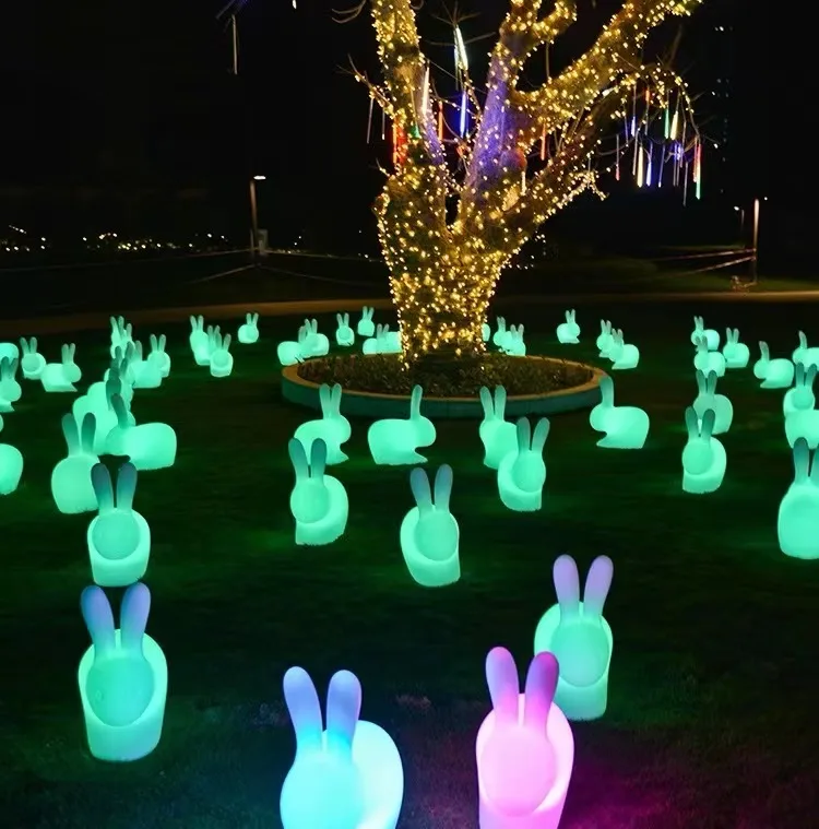Square Park luminous rabbit lamp luminous white rabbit animal shaped lamp waterproof rabbit ornament lamp