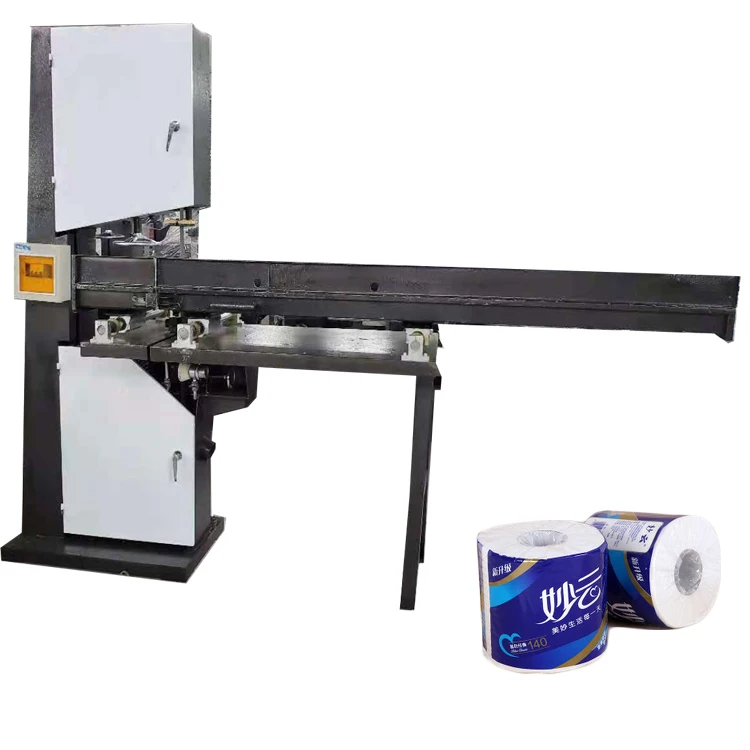 good quality high speed toilet paper band saw cutter automatic jumbo roll paper cutting machine