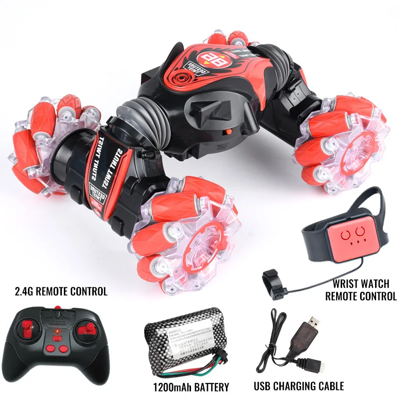 2.4Ghz Gravity Sensor Watch Remote Control Stunt Vehicle Sidesway Off-road Climbing Auto 4WD Music Light Rc Drift Twisting Car