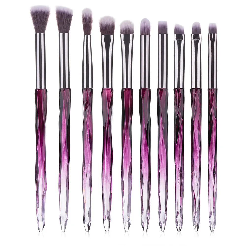 2023 Amazon Popular Wholesale Vegan 10pcs High Quality Professional Synthetic Glitter Crystal Cosmetics Makeup Brushes Set