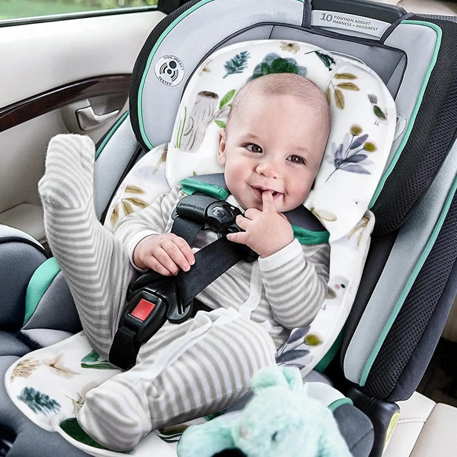 2-in-1 Reversible Infant Car Seat Head Neck Body Support, Ultra-Soft Minky and Microfiber Newborn Car Seat Insert carseatcover