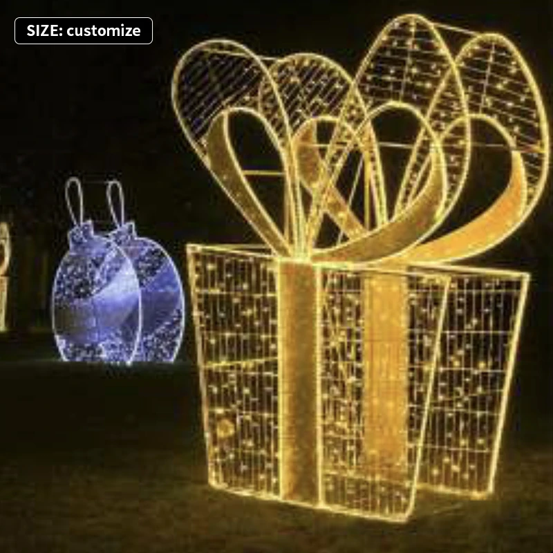 Ledemo Lighted Giant Garland Gift Box light Christmas Event Shopping Mall decoration LED Motif light for Outdoor