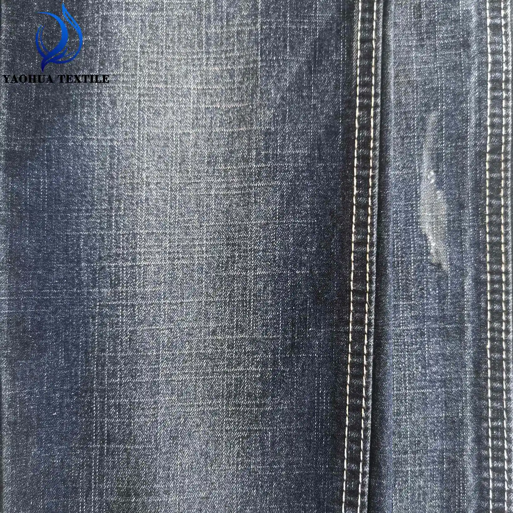 2099 TR slub crosshatch stretch cotton polyester viscose spandex woven twill denim fabric for man