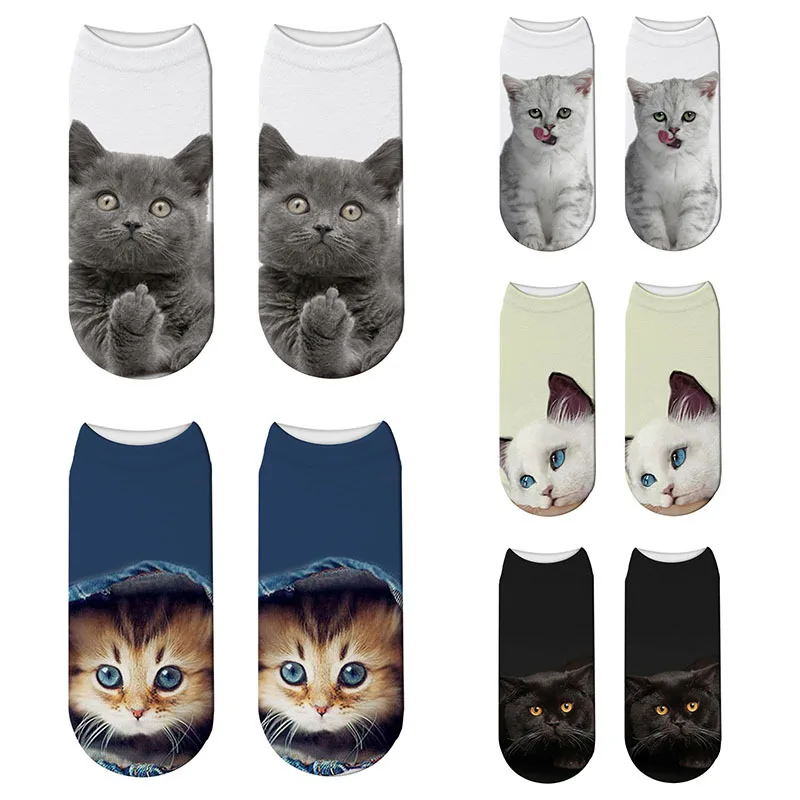 Custom 3D Printing Animal Socks Popular Casual Women Low Cut Ankle Socks 3D Printed Invisible Socks Unisex