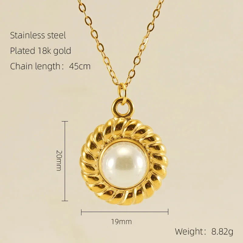 China wholesale zircon Pendant Low price fashion 18K Gold plating stainless steel necklace fresh water pearl Malachite necklace