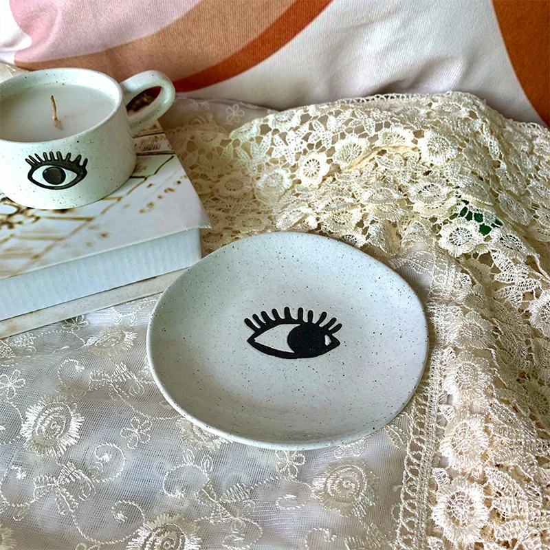 Ceramic Decoration Customized Round Plates Disc Kitchen Fruit Plate Dessert Plate Jewelry disc