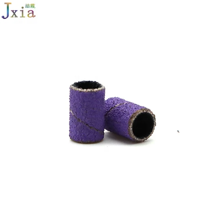 Jiexia Manicure Abrasive Sanding Ring 80 # 100#  120# 180# 240# Purple Nail Sanding Bands for Nail Drill Bits