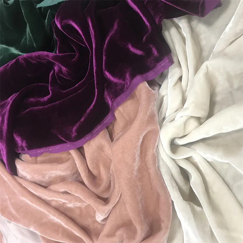 Pure 100%  Silk Velvet Fabric Solid Color for Garment from China Factory Direct with Wholesale Price