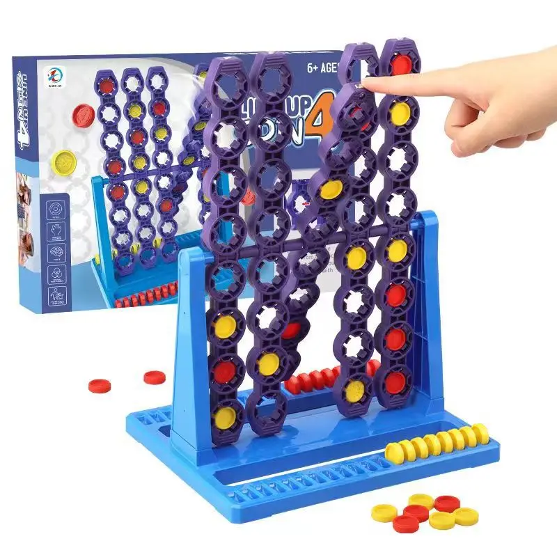 Four in A Row Chess Three-dimensional Set Rotating Chess Toy Interactive Tabletop Chess Toys Early Education Toy