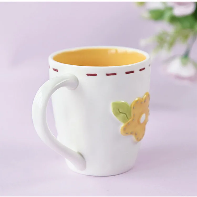 Custom Stoneware relief 3D cartoon cup ceramic mug rabbit household  ritual sense breakfast coffee milk cup