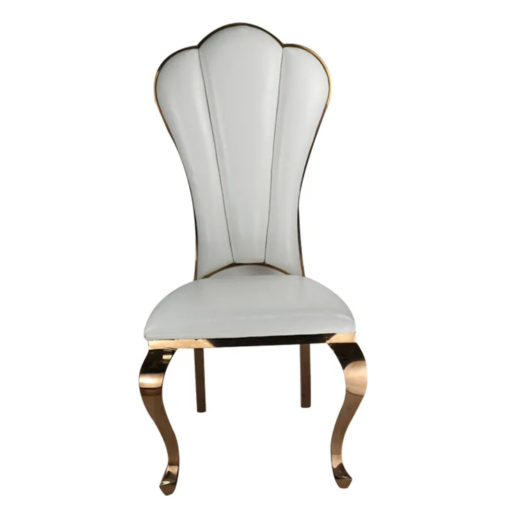 Luxury modern gold stainless steel round back dining banquet chair for wedding