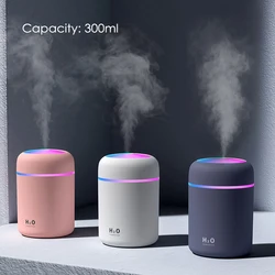 Custom LOGO Desktop USB 300ML Humidifier Bottle Night Light Car Air Humidifier Diffuser