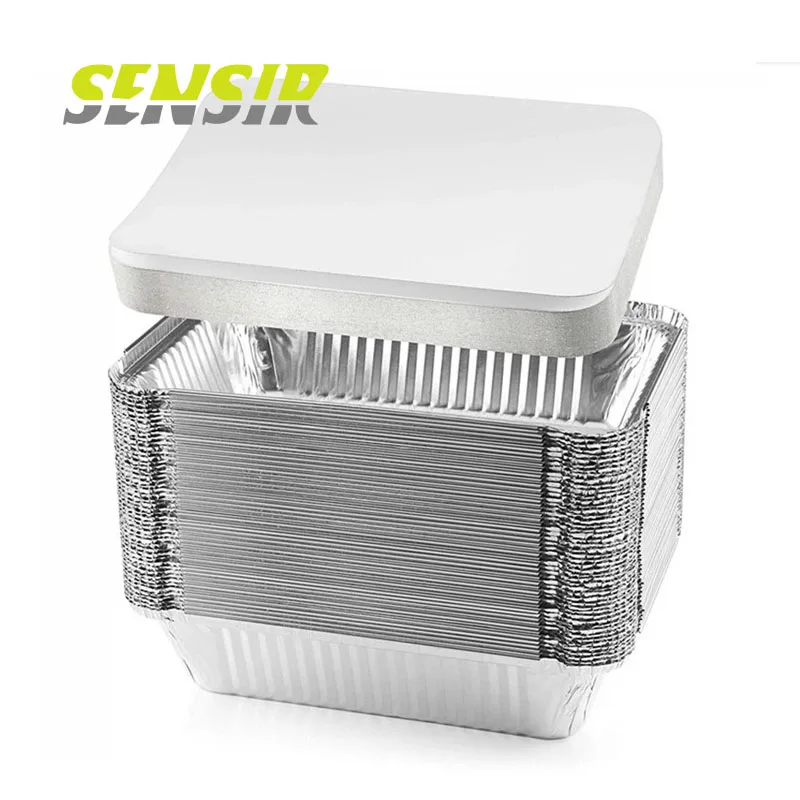 Wholesale Takeaway Disposable Foil Trays Silver Round Aluminum Foil Food Container with Lids