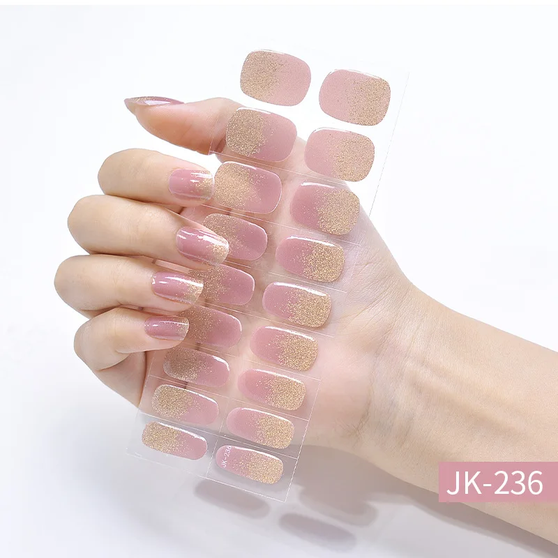 2023 Hot Selling OEM Private Label gel nail sticker Art Design semi-cured Uv Gel Nail Art Polish Wrap Strips With Lamp