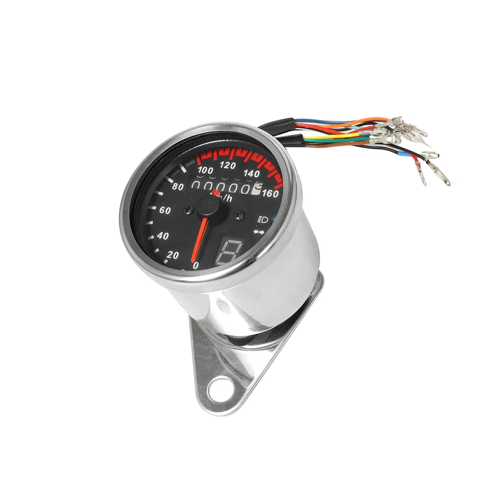 Free Shipping Universal Motorcycle Cafe Racer Speedometer odometer Gauge 0-160 km/u Instrument with LED Indicator