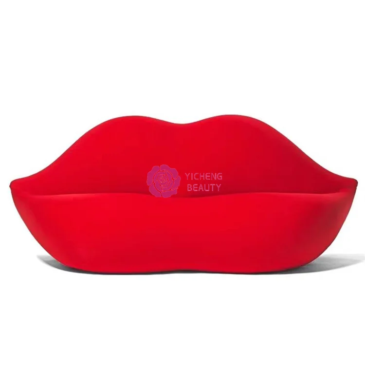 Wholesale Fashionable Lips Velvet Living Room Apartment Sofa Pink Red Lip Shaped Couch Sofa Kiss shape Sofa