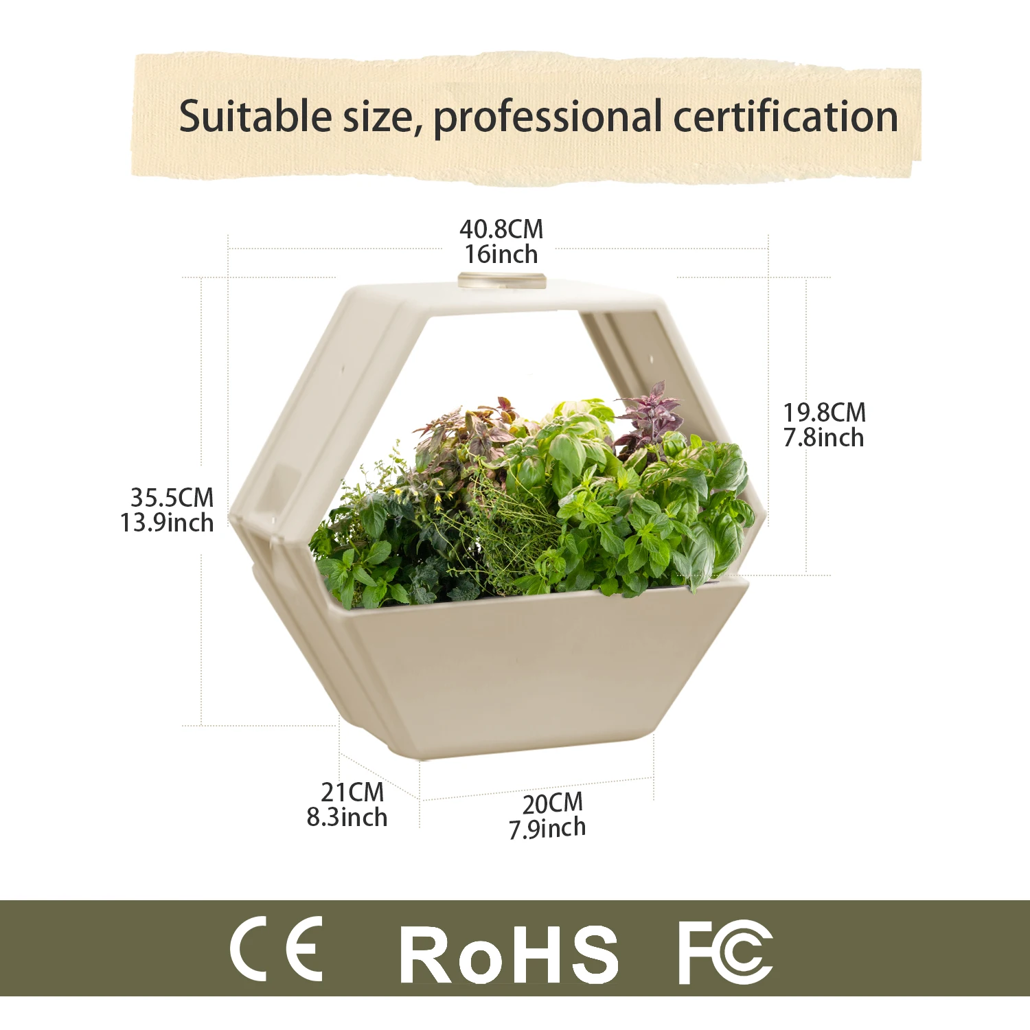 J&C Minigarden 2023 eco friendly self watering flower plant pots kitchen tabletop home smart grow light bamboo chaff product