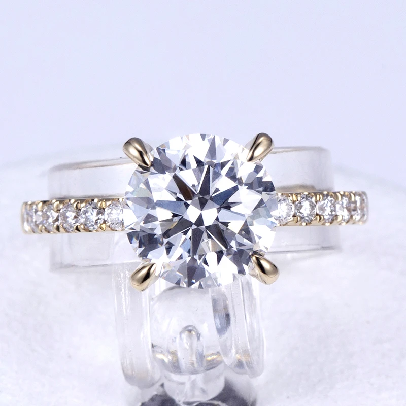 Beautifully Designed Gemstone 18k Solid Gold Ring Birthdays Pretty Lab Grown Diamond Fine Jewelry Ring