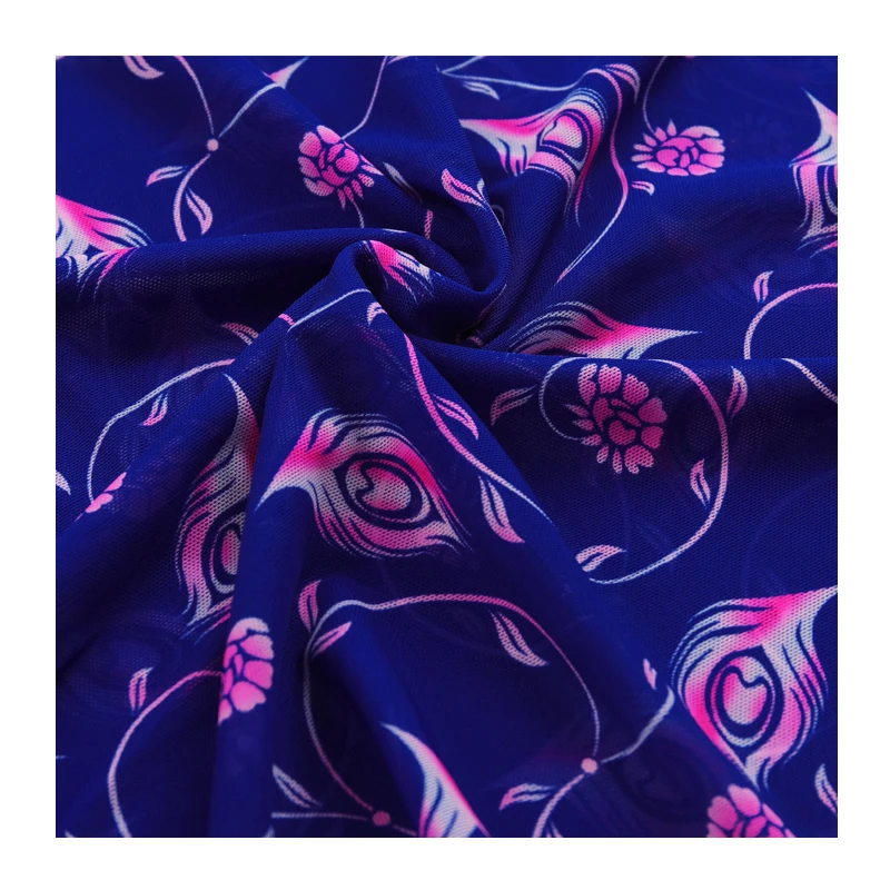 Tulle Mesh Swimwear Fabric Way Stretch Digital Printing Black and White Color 4 Spandex Fabric Spandex / Nylon Four-way Stretch