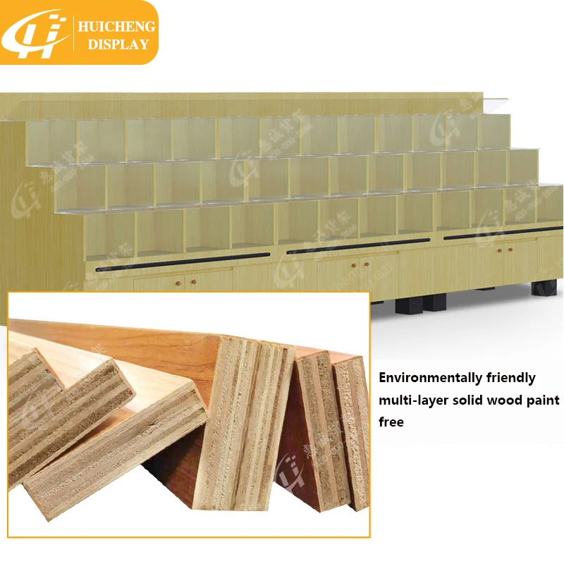 Customized wooden display shelf wooden Dried Fruit Display Stand with acrylic boxes dried fruit display rack