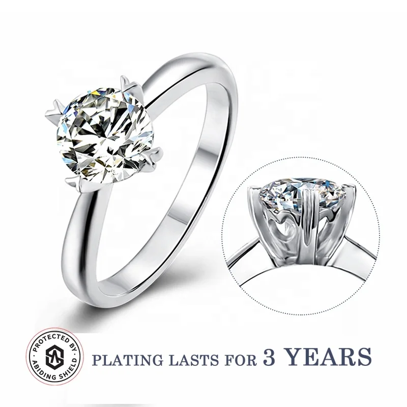 Drop Shipping Four-Claw Moissan Stone Ring 1 Carat Love Silver 925 Jewelry Moissanite Diamond Women Engagement Rings