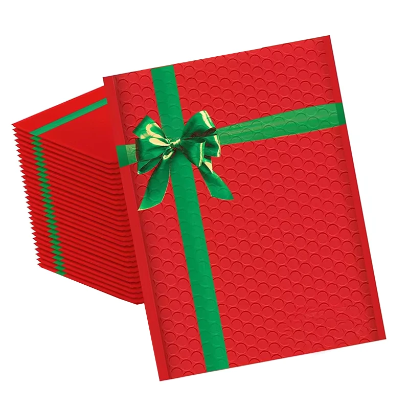 Christmas Poly Bubble Mailers Cushion Mailer Self Seal Holiday Themed Red Green Gift Packaging Envelope